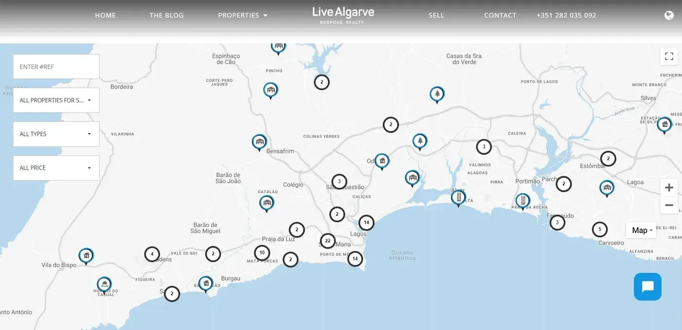 LiveAlgarve: Listings on the map